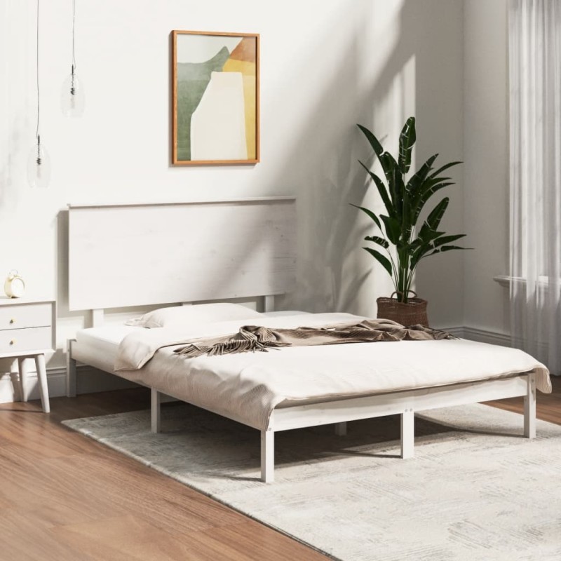 vidaXL Massivholzbett Weiß 135x190 cm vidaXL Massivholzbett Weiß 135x190 cm