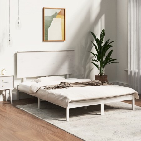 vidaXL Massivholzbett Weiß 135x190 cm