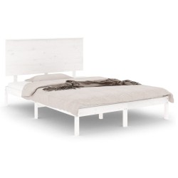 vidaXL Massivholzbett Weiß 135x190 cm
