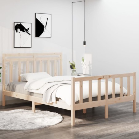 vidaXL Massivholzbett 135x190 cm