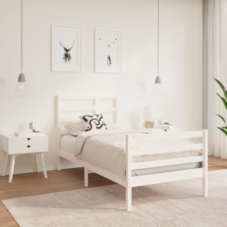 vidaXL Massivholzbett Weiß 90x190 cm