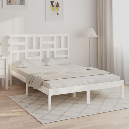 vidaXL Massivholzbett Weiß 120x190 cm