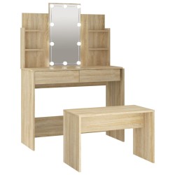vidaXL Schminktisch-Set mit LED Sonoma-Eiche Holzwerkstoff
