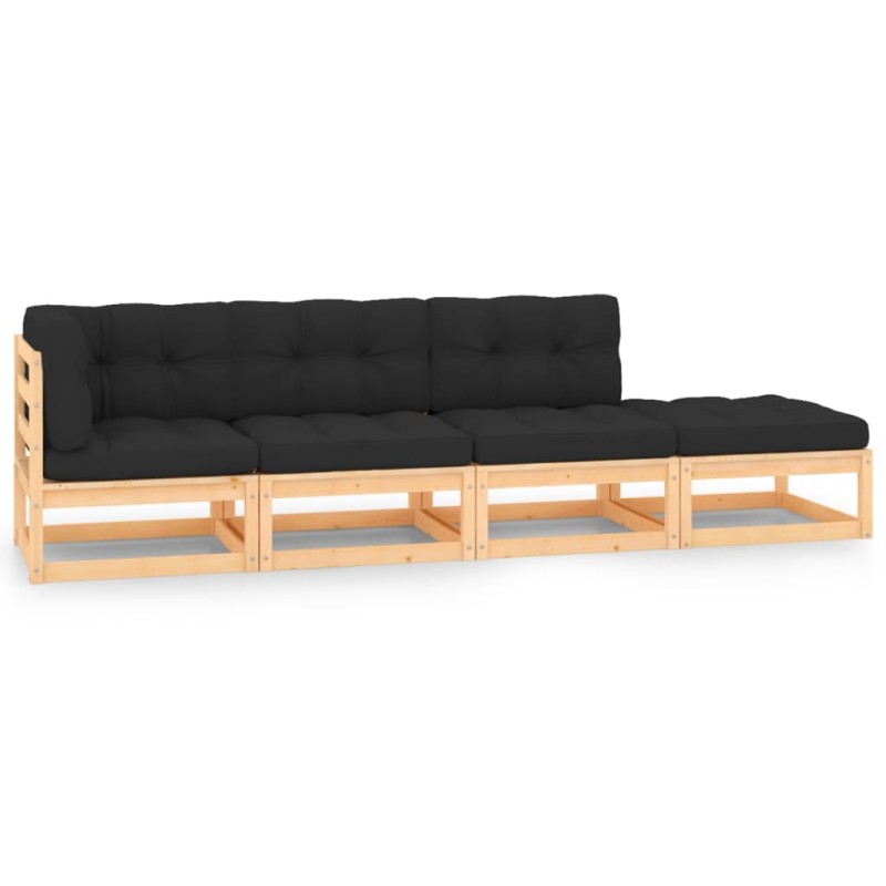 vidaXL 4-tlg. Garten-Lounge-Set mit Kissen Massivholz Kiefer vidaXL 4-tlg. Garten-Lounge-Set mit Kissen Massivholz Kiefer