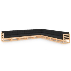 vidaXL 10-tlg. Garten-Lounge-Set mit Kissen Massivholz Kiefer