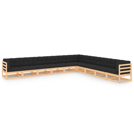 vidaXL 10-tlg. Garten-Lounge-Set mit Kissen Massivholz Kiefer