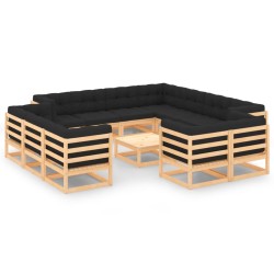 vidaXL 13-tlg. Garten-Lounge-Set mit Kissen Massivholz Kiefer