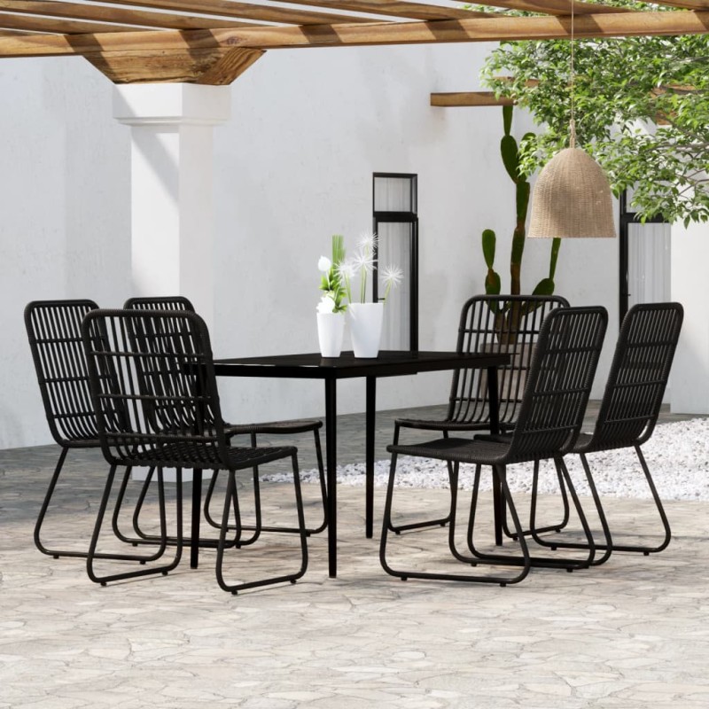 vidaXL 7-tlg. Garten-Essgruppe Schwarz vidaXL 7-tlg. Garten-Essgruppe Schwarz