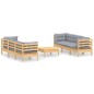 vidaXL 7-tlg. Garten-Lounge-Set mit Grauen Kissen Kiefernholz vidaXL 7-tlg. Garten-Lounge-Set mit Grauen Kissen Kiefernholz