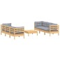 vidaXL 7-tlg. Garten-Lounge-Set mit Grauen Kissen Kiefernholz vidaXL 7-tlg. Garten-Lounge-Set mit Grauen Kissen Kiefernholz
