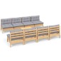 vidaXL 9-tlg. Garten-Lounge-Set mit Grauen Kissen Kiefer Massivholz vidaXL 9-tlg. Garten-Lounge-Set mit Grauen Kissen Kiefer Massivholz