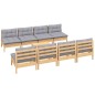 vidaXL 9-tlg. Garten-Lounge-Set mit Grauen Kissen Kiefer Massivholz vidaXL 9-tlg. Garten-Lounge-Set mit Grauen Kissen Kiefer Massivholz