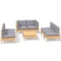 vidaXL 7-tlg. Garten-Lounge-Set mit Grauen Kissen Kiefer Massivholz vidaXL 7-tlg. Garten-Lounge-Set mit Grauen Kissen Kiefer Massivholz