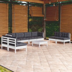 vidaXL 9-tlg. Garten-Lounge-Set mit Kissen Kiefer Massivholz
