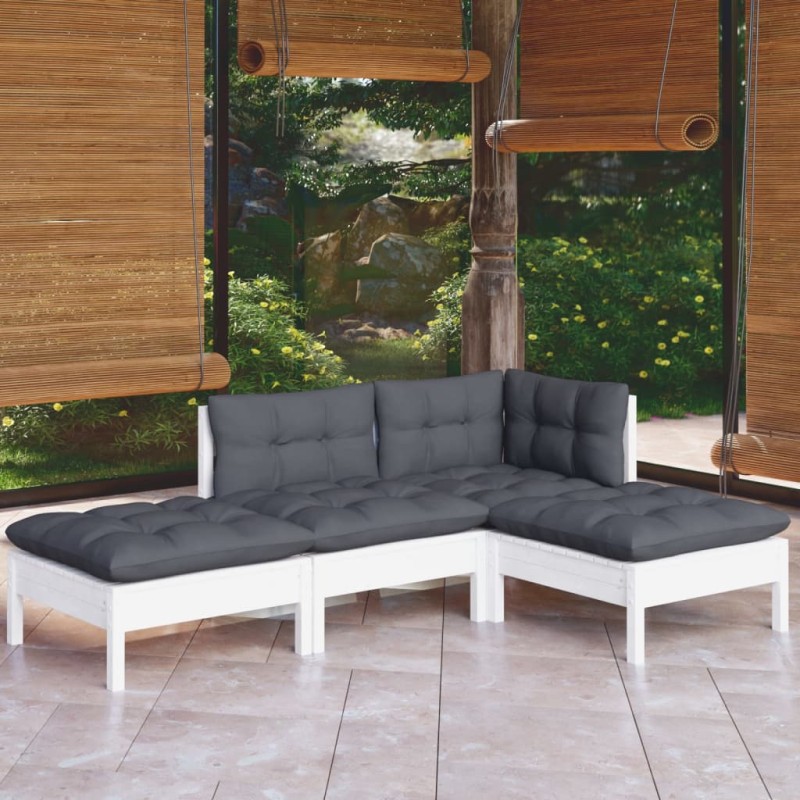 vidaXL 4-tlg. Garten-Lounge-Set mit Kissen Kiefer Massivholz vidaXL 4-tlg. Garten-Lounge-Set mit Kissen Kiefer Massivholz
