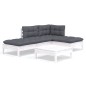 vidaXL 5-tlg. Garten-Lounge-Set mit Kissen Weiß Kiefernholz vidaXL 5-tlg. Garten-Lounge-Set mit Kissen Weiß Kiefernholz