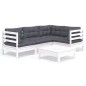 vidaXL 5-tlg. Garten-Lounge-Set mit Kissen Weiß Kiefernholz vidaXL 5-tlg. Garten-Lounge-Set mit Kissen Weiß Kiefernholz