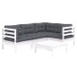 vidaXL 5-tlg. Garten-Lounge-Set mit Kissen Weiß Kiefernholz vidaXL 5-tlg. Garten-Lounge-Set mit Kissen Weiß Kiefernholz