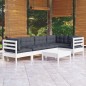 vidaXL 6-tlg. Garten-Lounge-Set mit Kissen Weiß Kiefernholz vidaXL 6-tlg. Garten-Lounge-Set mit Kissen Weiß Kiefernholz