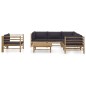 vidaXL 7-tlg. Garten-Lounge-Set mit Dunkelgrauen Kissen Bambus vidaXL 7-tlg. Garten-Lounge-Set mit Dunkelgrauen Kissen Bambus