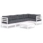 vidaXL 6-tlg. Garten-Lounge-Set mit Kissen Weiß Kiefernholz vidaXL 6-tlg. Garten-Lounge-Set mit Kissen Weiß Kiefernholz