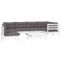 vidaXL 7-tlg. Garten-Lounge-Set mit Kissen Weiß Kiefernholz vidaXL 7-tlg. Garten-Lounge-Set mit Kissen Weiß Kiefernholz