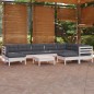 vidaXL 10-tlg. Garten-Lounge-Set mit Kissen Weiß Kiefer Massivholz vidaXL 10-tlg. Garten-Lounge-Set mit Kissen Weiß Kiefer Massivholz