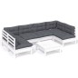 vidaXL 7-tlg. Garten-Lounge-Set mit Kissen Weiß Kiefer Massivholz vidaXL 7-tlg. Garten-Lounge-Set mit Kissen Weiß Kiefer Massivholz