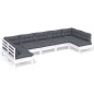 vidaXL 7-tlg. Garten-Lounge-Set mit Kissen Weiß Kiefer Massivholz vidaXL 7-tlg. Garten-Lounge-Set mit Kissen Weiß Kiefer Massivholz