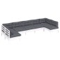vidaXL 7-tlg. Garten-Lounge-Set mit Kissen Weiß Kiefer Massivholz vidaXL 7-tlg. Garten-Lounge-Set mit Kissen Weiß Kiefer Massivholz