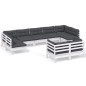 vidaXL 9-tlg. Garten-Lounge-Set mit Kissen Weiß Kiefer Massivholz vidaXL 9-tlg. Garten-Lounge-Set mit Kissen Weiß Kiefer Massivholz