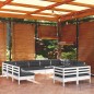 vidaXL 11-tlg. Garten-Lounge-Set mit Kissen Weiß Kiefer Massivholz vidaXL 11-tlg. Garten-Lounge-Set mit Kissen Weiß Kiefer Massivholz