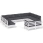 vidaXL 11-tlg. Garten-Lounge-Set mit Kissen Weiß Kiefer Massivholz vidaXL 11-tlg. Garten-Lounge-Set mit Kissen Weiß Kiefer Massivholz