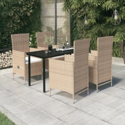vidaXL 5-tlg. Garten-Essgruppe mit Kissen Beige