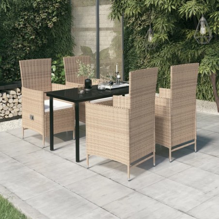vidaXL 5-tlg. Garten-Essgruppe mit Kissen Beige