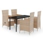 vidaXL 5-tlg. Garten-Essgruppe mit Kissen Beige vidaXL 5-tlg. Garten-Essgruppe mit Kissen Beige