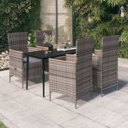 vidaXL 5-tlg. Garten-Essgruppe mit Kissen Grau