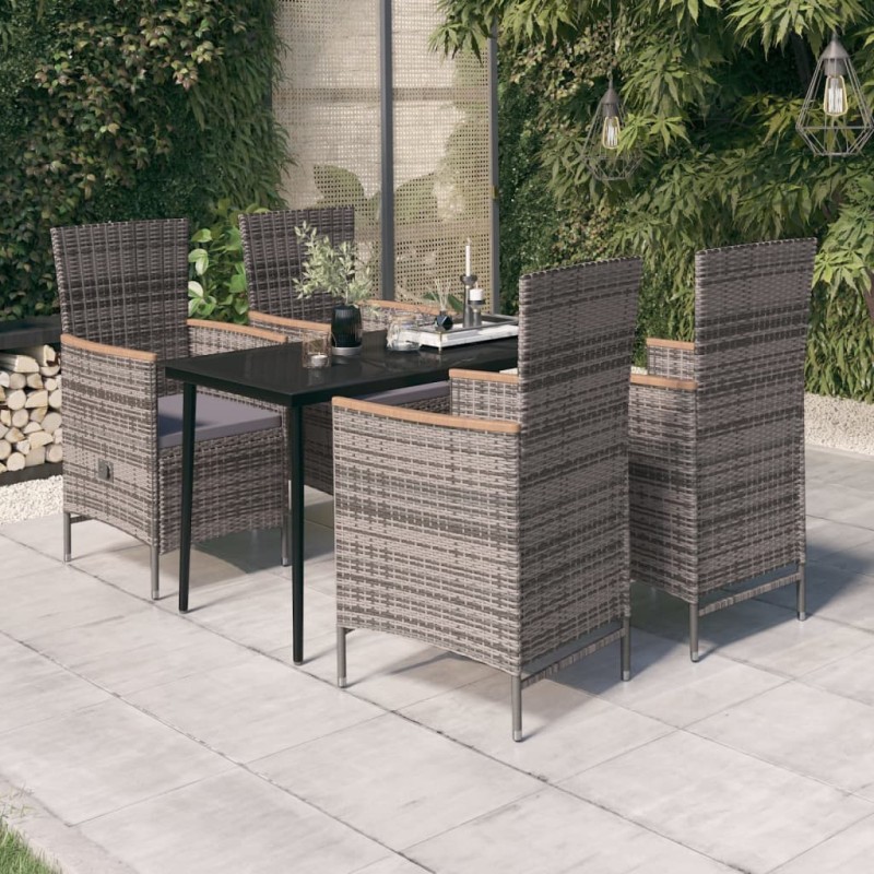 vidaXL 5-tlg. Garten-Essgruppe mit Kissen Grau vidaXL 5-tlg. Garten-Essgruppe mit Kissen Grau
