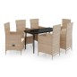 vidaXL 7-tlg. Garten-Essgruppe mit Kissen Beige vidaXL 7-tlg. Garten-Essgruppe mit Kissen Beige