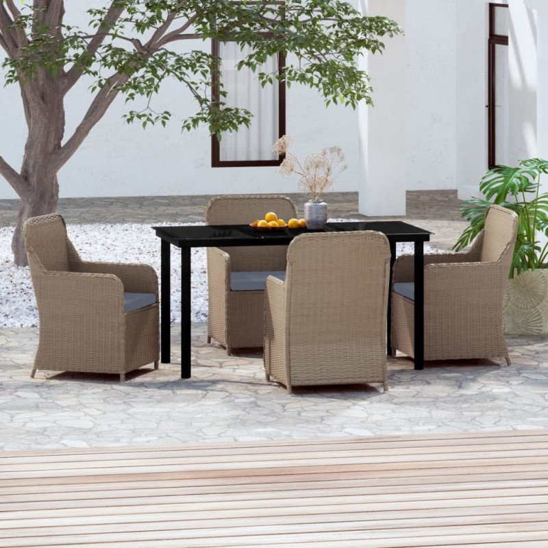 vidaXL 5-tlg. Garten-Essgruppe mit Kissen Braun vidaXL 5-tlg. Garten-Essgruppe mit Kissen Braun