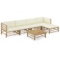 vidaXL 6-tlg. Garten-Lounge-Set mit Cremeweißen Kissen Bambus vidaXL 6-tlg. Garten-Lounge-Set mit Cremeweißen Kissen Bambus