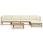 vidaXL 6-tlg. Garten-Lounge-Set mit Cremeweißen Kissen Bambus vidaXL 6-tlg. Garten-Lounge-Set mit Cremeweißen Kissen Bambus