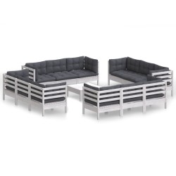 vidaXL 13-tlg. Garten-Lounge-Set mit Anthrazit Kissen Kiefernholz