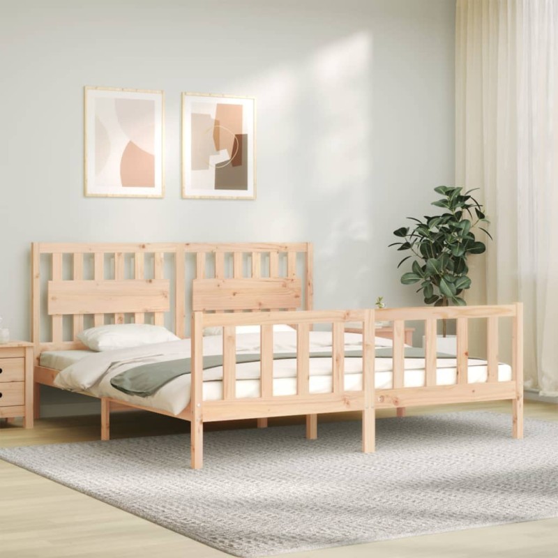 vidaXL Massivholzbett mit Kopfteil vidaXL Massivholzbett mit Kopfteil