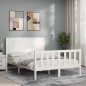 vidaXL Massivholzbett mit Kopfteil Weiß 140x190 cm vidaXL Massivholzbett mit Kopfteil Weiß 140x190 cm