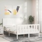 vidaXL Massivholzbett mit Kopfteil Weiß 140x190 cm vidaXL Massivholzbett mit Kopfteil Weiß 140x190 cm