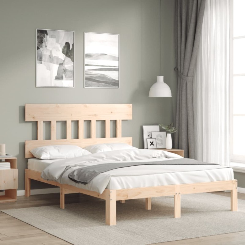 vidaXL Massivholzbett mit Kopfteil 140x200 cm vidaXL Massivholzbett mit Kopfteil 140x200 cm