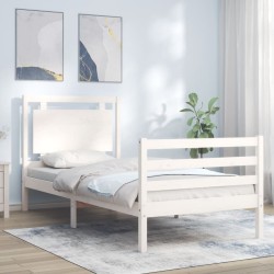 vidaXL Massivholzbett mit Kopfteil Weiß