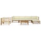 vidaXL 7-tlg. Garten-Lounge-Set mit Cremeweißen Kissen Bambus vidaXL 7-tlg. Garten-Lounge-Set mit Cremeweißen Kissen Bambus