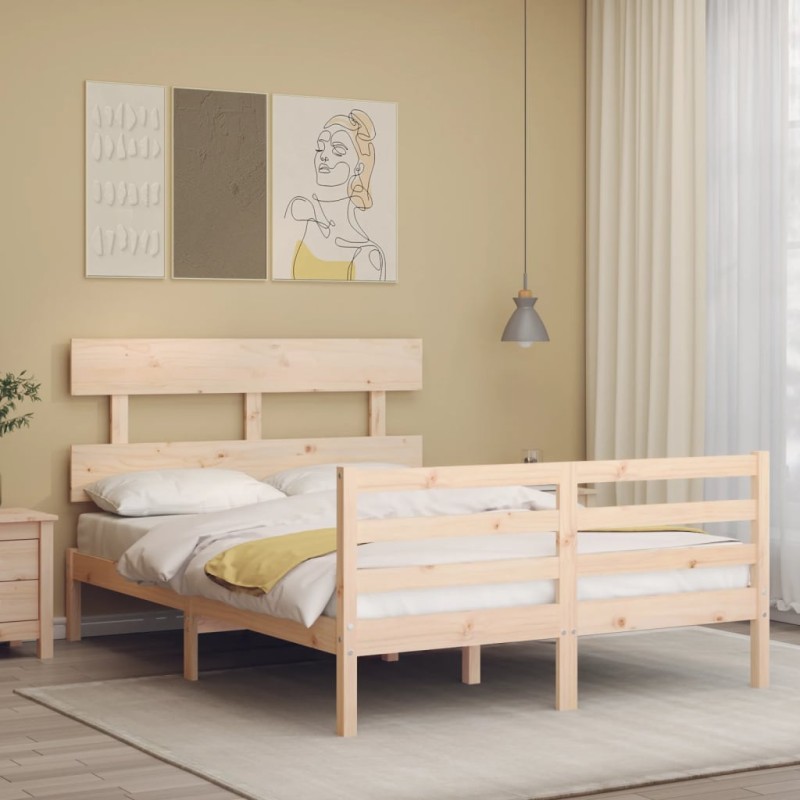 vidaXL Massivholzbett mit Kopfteil vidaXL Massivholzbett mit Kopfteil